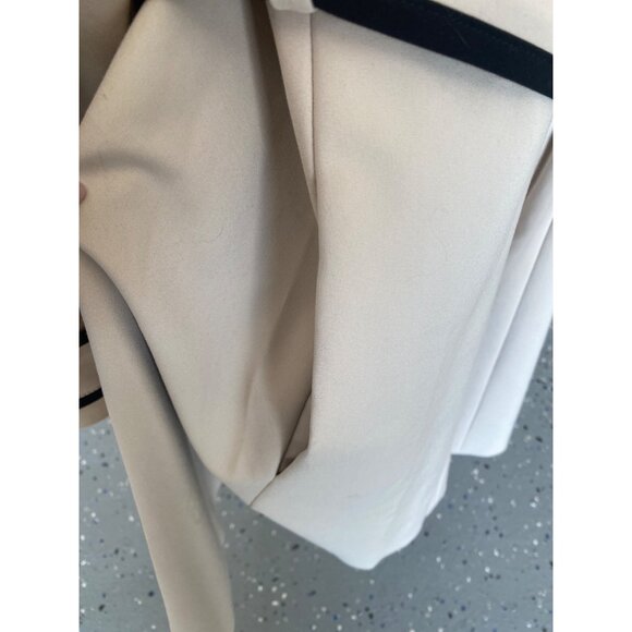 ELLE Women’s Double-Breasted Belted Trench Coat Size 16 Cream w/Black Piping - Picture 13 of 13